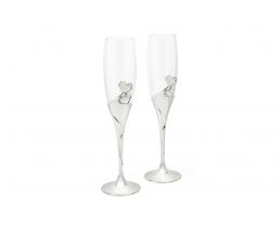 Verres de champagne Coeur couleur argent