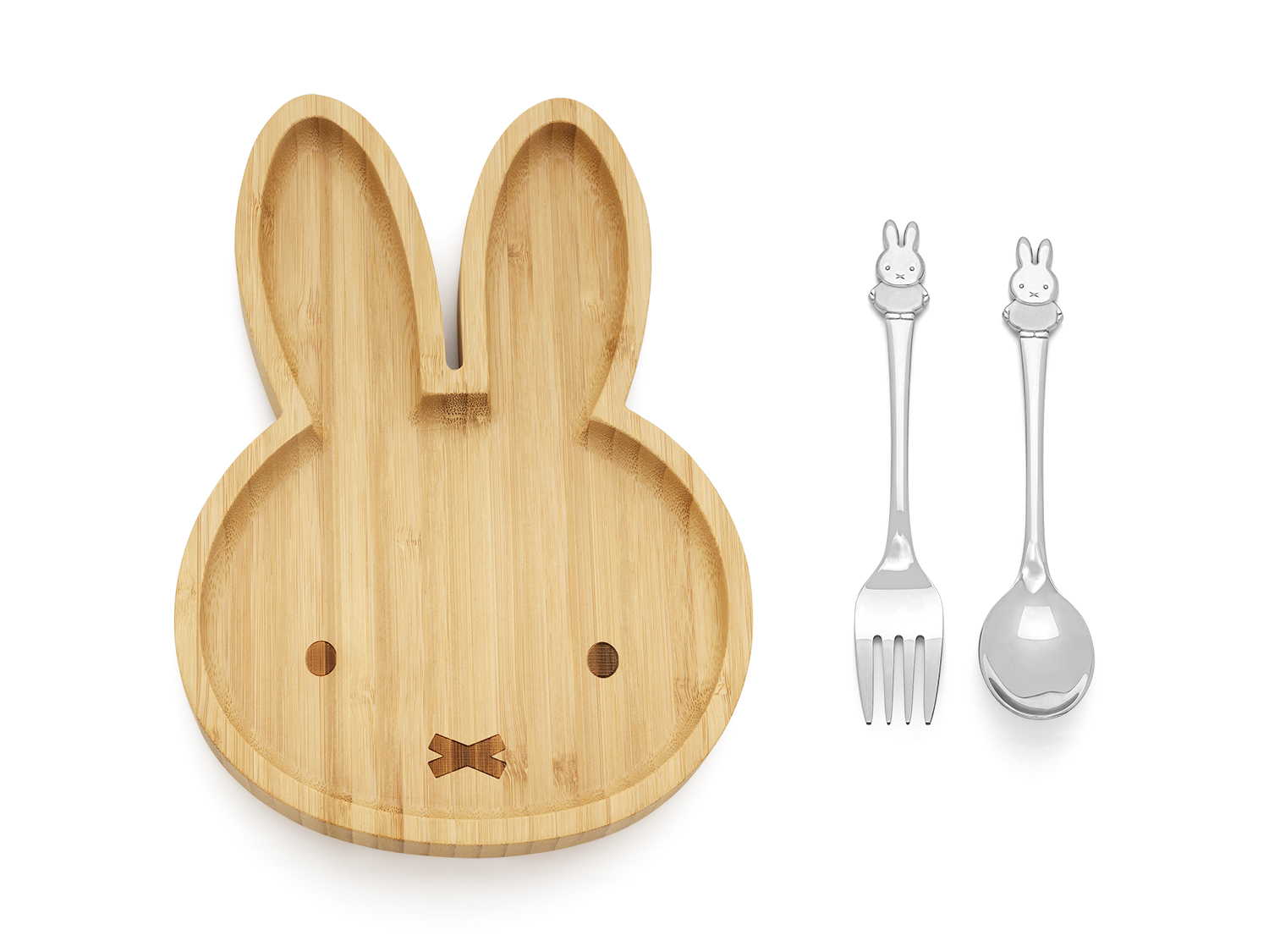  Assiette en bamboo Miffy avec 2 couverts